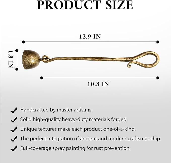 BEGINS Candle Snuffer Gold Hand-Forged Steel, Long Handle Vintage Candle Wick Extinguisher, Solid Metal Retro Candle Accessory
