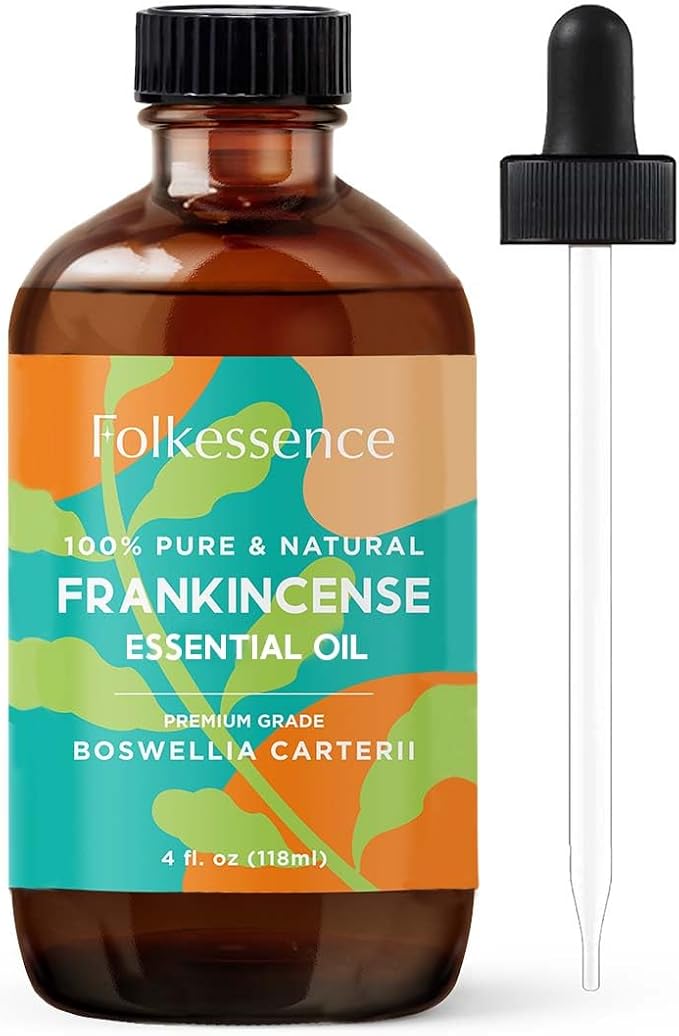 Folkulture Frankincense Essential Oil Organic | 4 Fl Oz - 100% Pure, Natural Frankincense Oil | Essential Oil for Skin | Premium Grade with Glass Dropper for Aromatherapy