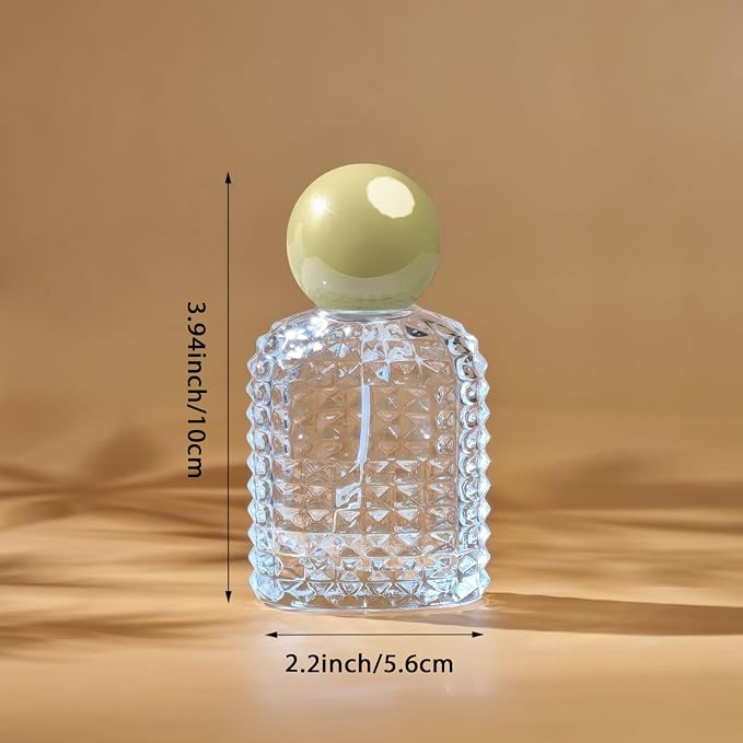 50ml/1.7 Oz Glass Spray Bottle Perfume Atomizer,Glass Perfume Travel Refillable Spray Bottle Empty with 3 Kinds of Dispenser (Yellow)