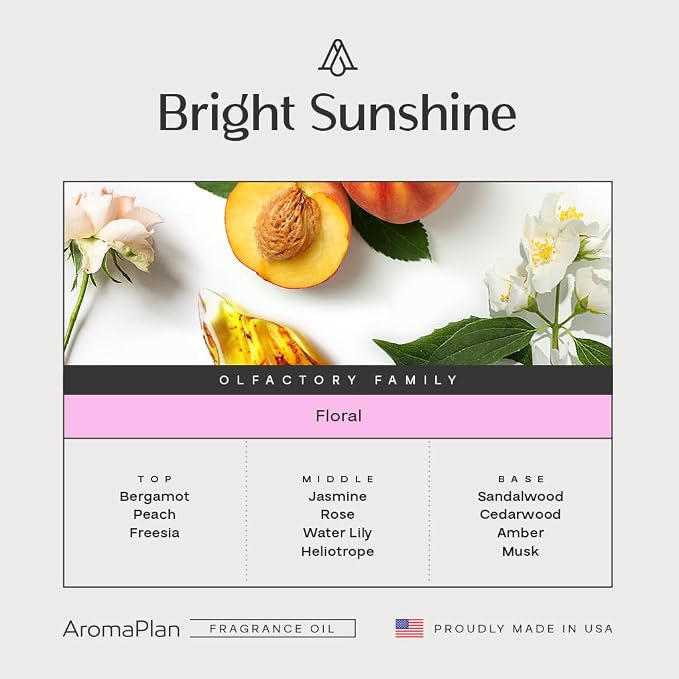 AromaPlan Hotel Scents Bright Sunshine 5 Fl Oz (2 Pack), Luxury Aroma & Hotel Fragrance Diffuser Oil- Hotel Diffuser Oil for Aromatherapy- USA Made, Bigger Bottle, Bolder Aroma & Longer Lasting