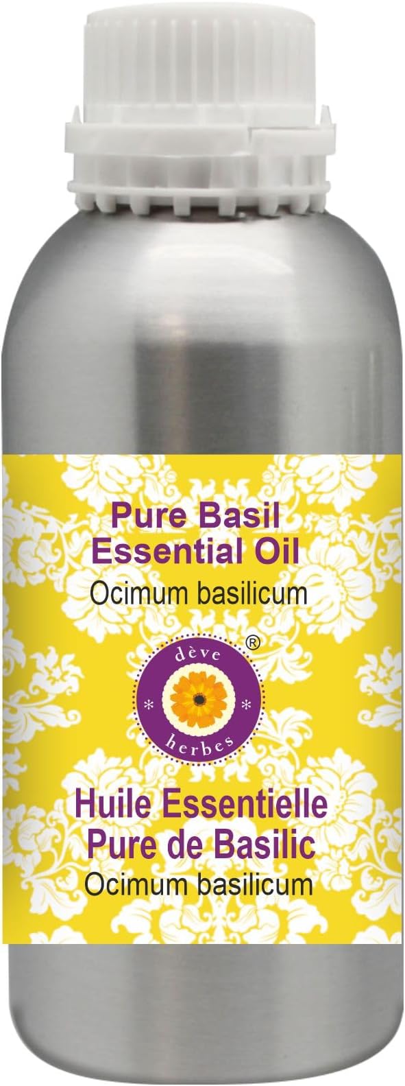 Deve Herbes Pure Basil Essential Oil (Ocimum basilicum) Steam Distilled 300ml (10 oz)