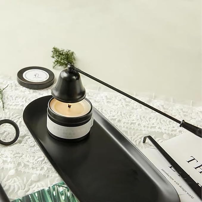 Candle Snuffer Black with Long Handle, Candle Snuffer Extinguisher, Wick Cutter Stainless Steel Wick Clipper Wick Scissor, Candle Wick Trimmer for Candle Aromatherapy Lovers