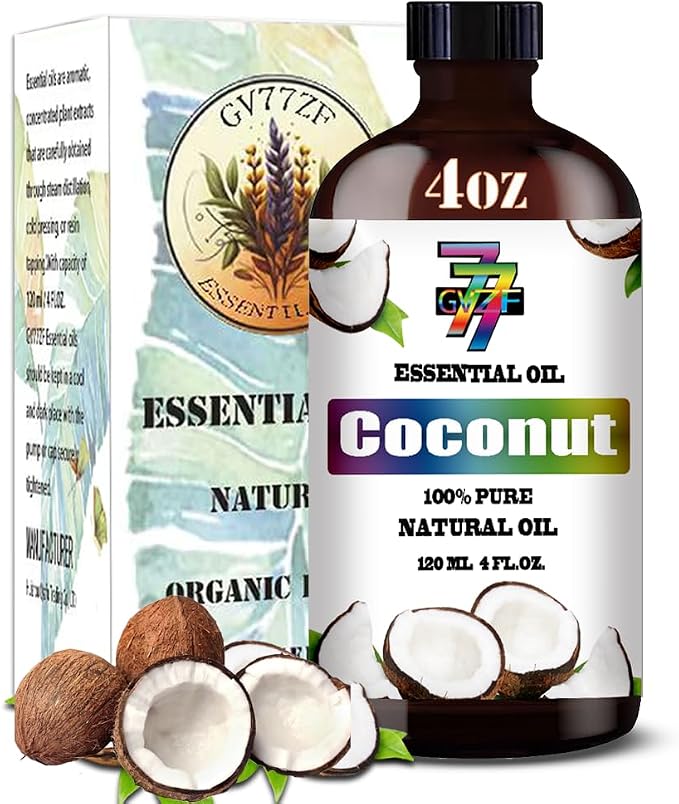 Coconut Essential Oil, Coconut Oils, for Diffuser, DIY Candles, Soap, Humidifier, Home, Gift, Essential Oil, GV77ZF Coconut Fragrance Oil - 4 fl oz (120 ml)