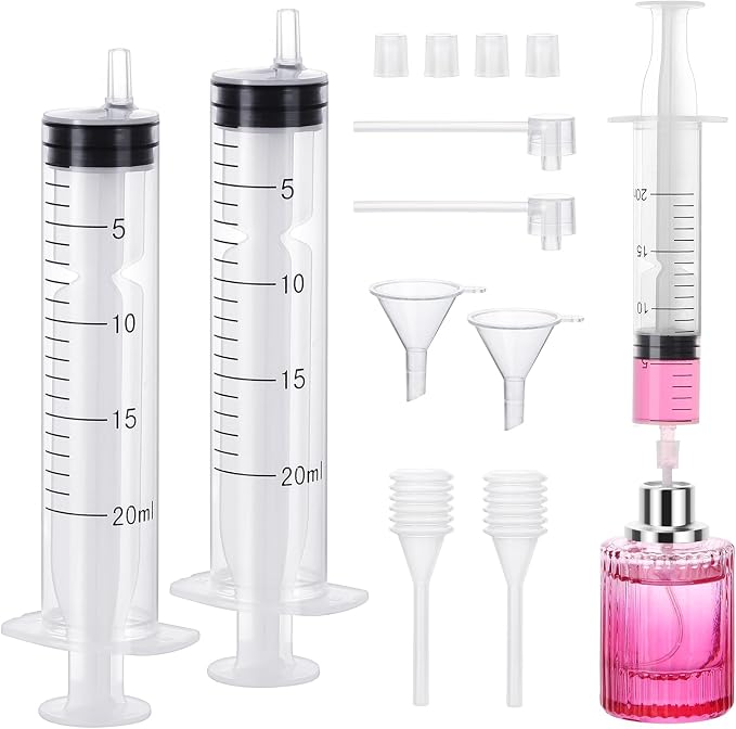 Segbeauty 20ml Perfume Refill Tool Kit, 8pcs Plastic Clear Perfume Dispenser Transfer Tool Set, 0.68oz Large Perfume Funnel Cosmetic Dispenser Pump Transfer Tool for Travel Refillable Perfume Atomizer