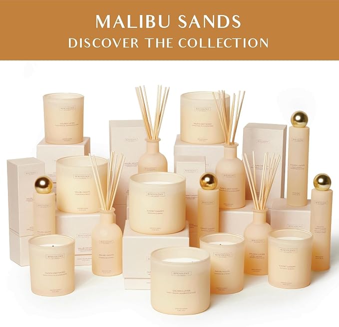 Champagne & Peony – Benevolence LA Large 3-Wick Scented Candle for Home | 15oz, 50-Hour Burn | Natural Soy Wax, Cotton Wicks | Gift Ideas for Women | Malibu Sands Collection