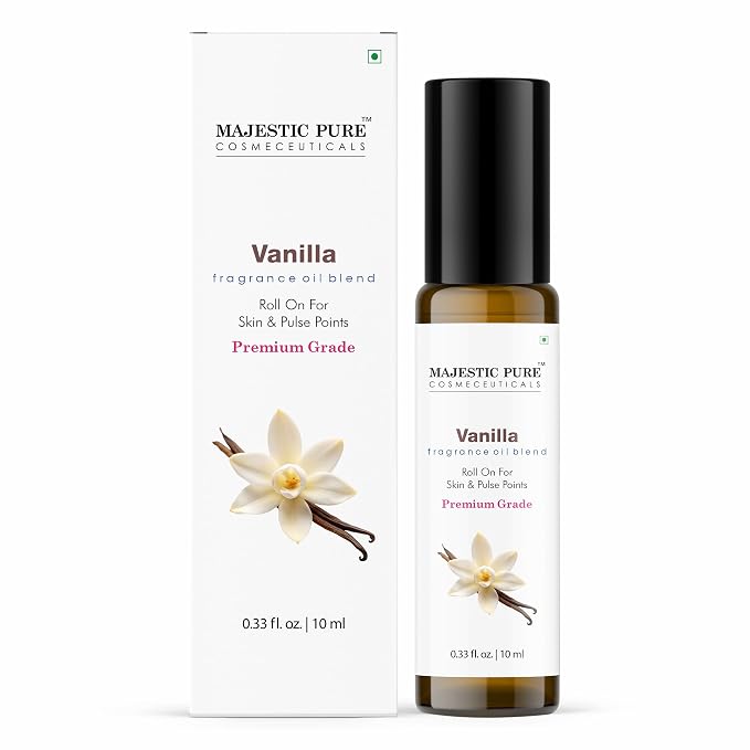 Majestic Pure Vanilla Fragrance Oil Perfume Roller, 0.3 Fl Oz | Long-Lasting Scented Oil, Vegan, Alcohol-Free