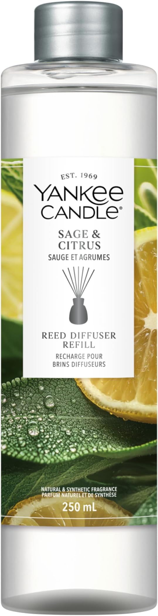 Yankee Candle Reed Diffuser Refill | Sage & Citrus | for Small to Medium Spaces | Up to 10 Weeks of Fragrance