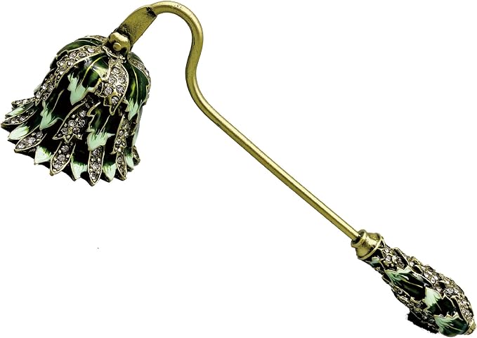 Candle Snuffer Vintage Unique Candle Extinguisher Snuffer with Long Handle Decorative Candle Extinguisher Metal Candle Stopper Candle Accessories Gift (Green)