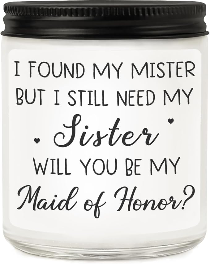 Bridesmaid Gifts Maid of Honor Gifts - Bridesmaid Proposal Gift from Bride, Matron of Honor, Bridal Party, Bachelorette Gift Ideas for Wedding Day - Lavender Scented Candle for Sister,Friends