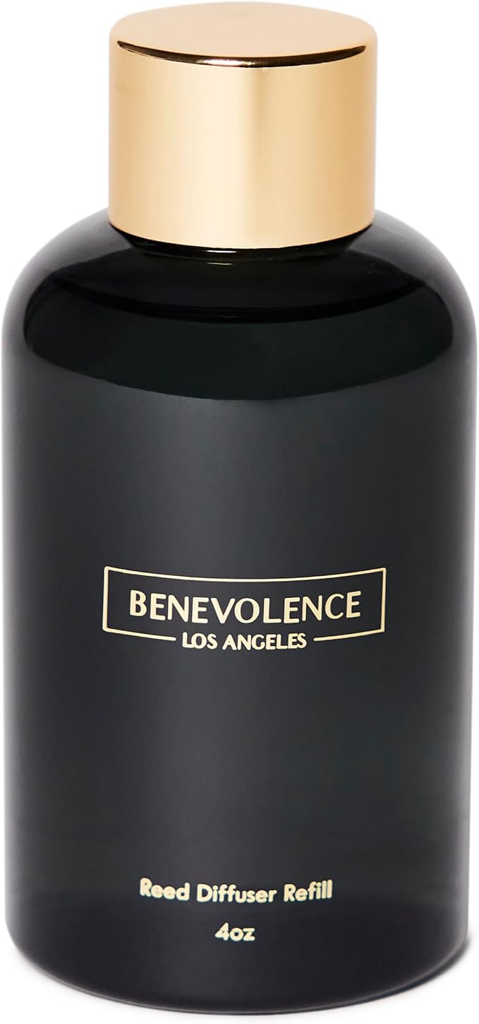 Benevolence LA Rose & Sandalwood Reed Diffuser Oil Refill – 4 oz Long-Lasting Essential Oil Refill for Home Fragrance Diffusers – Compatible with Benevolence LA Black Reed Diffusers