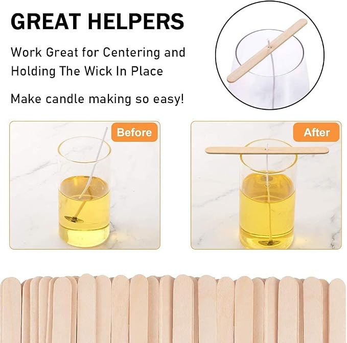 Wooden Candle Wick Holders Pack of 150pcs Wick Centering Devices Candle Wick Bars for Candle Making … (4.5inch - 150pcs)