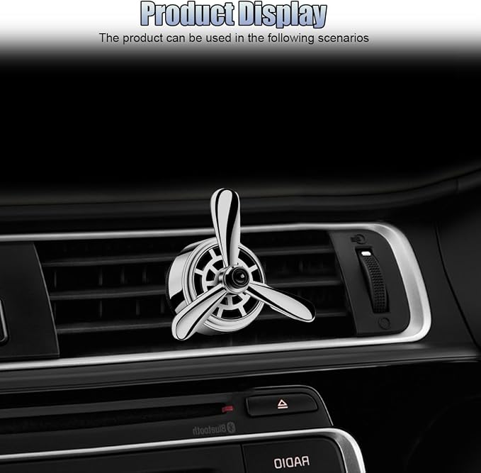 Car Air Condition Outlet Clip, Stylish Propeller Dashboard Air Vent Trim Clips, Air-Driven Diffuser, Creative Automotive Interior Decoration Accessories for Women Men (Silver, 1PC)