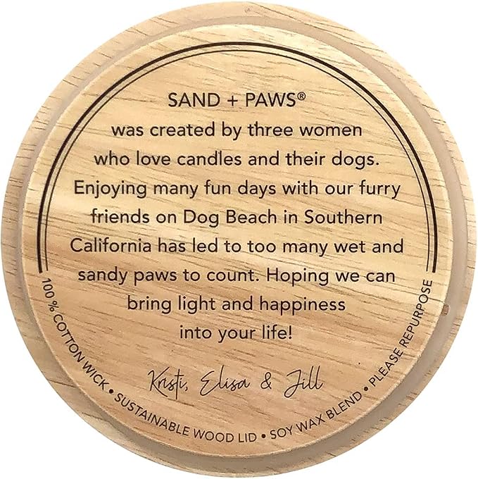 Sand + Paws Scented Candle - Clean Waves - Additional Scents and Sizes –Luxurious Air Freshening Jar Candles Neutralize pet Odors and Enhance Home décor – 100% Cotton Lead-Free Wicks - 12 oz