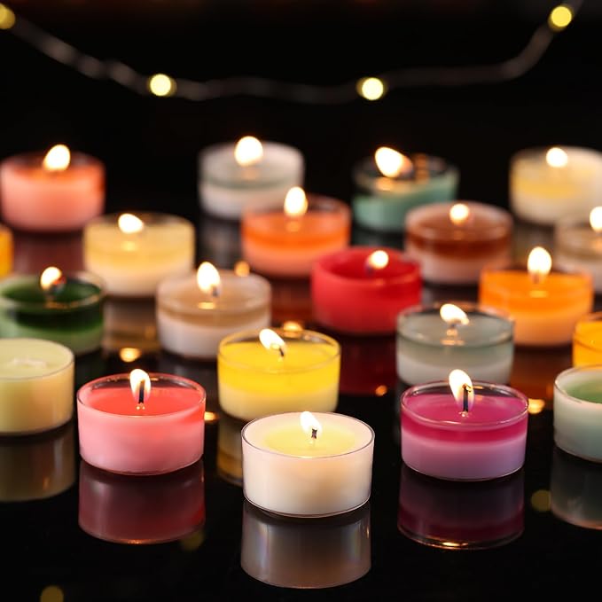 Scented Tea Lights Candles, Coconut Shoreline, 16 Pack – White Scented Tealight Candles – 100% Palm Wax, 6 Hour Burn Aromatherapy Tea Light Votive Candle for Spa Gift Sets, Relaxation, Bath