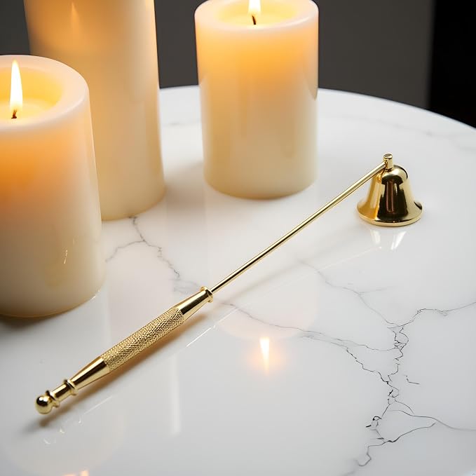 Gold Metal Candle Snuffer Wick Snuffer with Long Handle Candlesnuffers Smokeless Kit Candle Safely Extinguish Candles and Holders Candle Sleeves Accessories