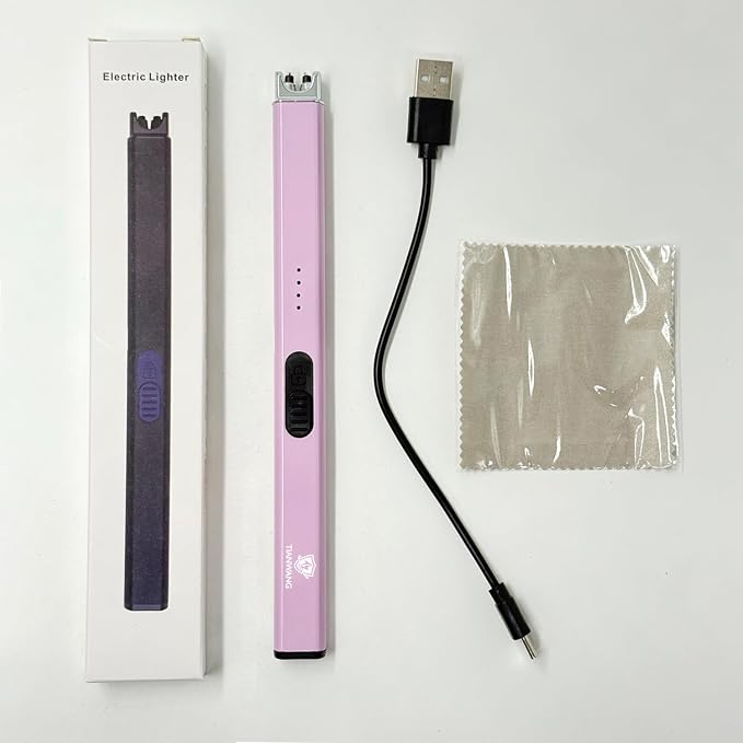 Elegant Electric Candle Lighter for Women with USB-C Charging, Portable and Easy to Use, Stylish Arc Lighter for Candles (Pink)
