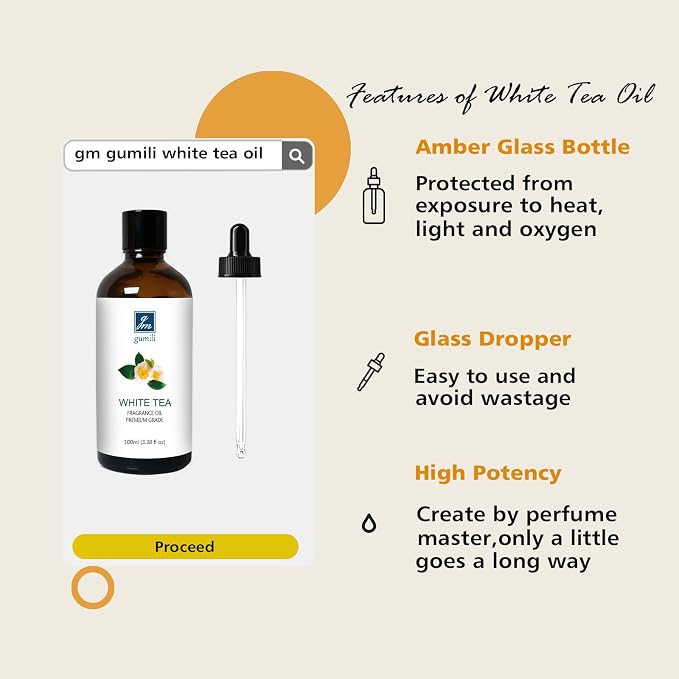 GM Gumili White Tea Diffuser Oil 3.38Oz – Premium White Tea Essential Oils Blend for Diffuser, Home Fragrance, Relaxation & Aromatherapy – Freshy Scent 100ml