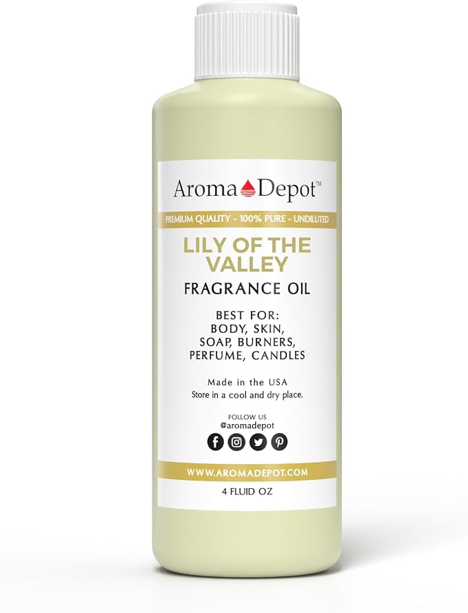 Aroma Depot 4 oz / 4 Ounce Lily of the Valley Perfume/Body Oil Our Interpretation, Premium Quality Uncut Fragrance Oil Soap, Candle Making & Incense