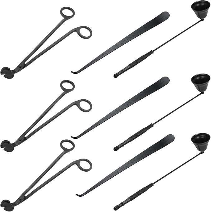 3 in 1 Candle Accessory Set(3 Set), Premium Candle Wick Trimmer, Candle Snuffer, Wick Dipper, Elegant Candle Care Kit with Gift Package for Candle Lovers (Black)