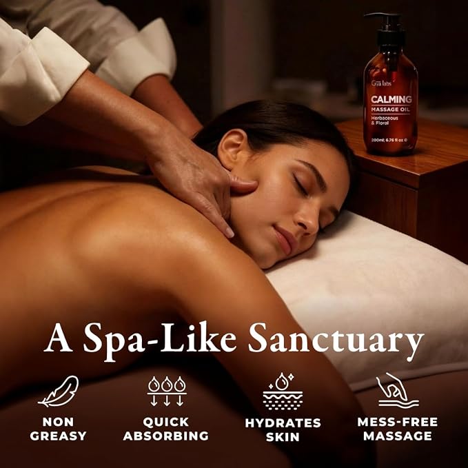 Gya Labs Calming Massage Oil - 6.76 Fl Oz - Lavender Massage Oil & Total Relaxation, Inspires Spa-Like Atmosphere - Authentic Ingredients, Non-Gmo And Cruelty-Free
