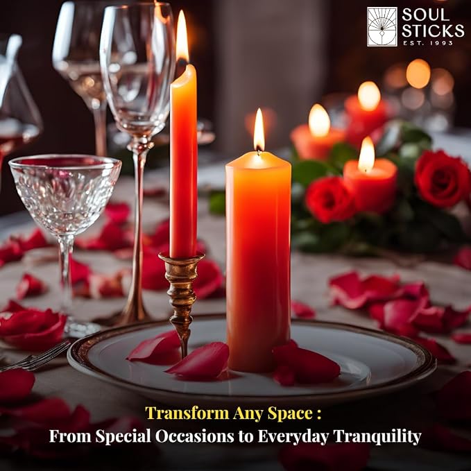SOUL STICKS 4" Scented Ritual Candles Chime Taper Premium Candles 20 pcs for Rituals, Ceremonies, Meditation, Altar and Spells (Red/Rose)