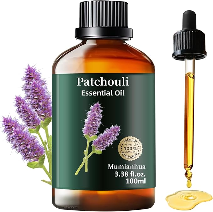 Patchouli Essential Oil, Pure Mumianhua Natural Aged Earthy Aroma for Outdoor Protective Barrier & Shield, DIY Spray, Diffuser, Skin, Hair, Soap Making – 3.38 Fl Oz