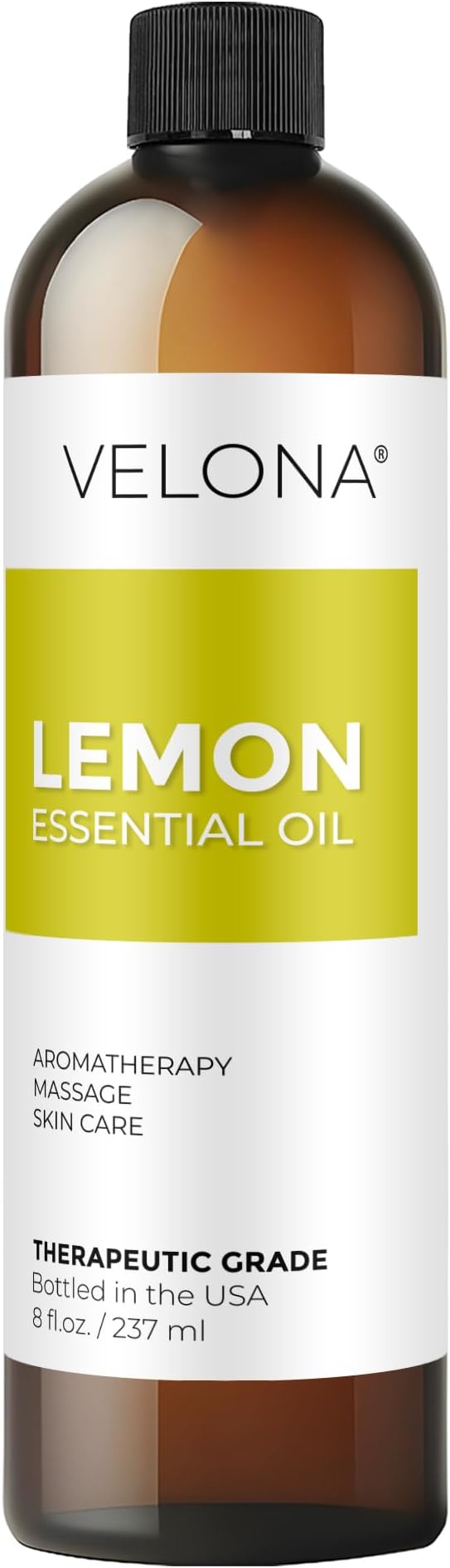 Lemon Essential Oil by Velona - 8 Fl Oz | Therapeutic Grade | for Aromatherapy Diffuser, Massage, Skincare, Haircare, Soapmaking | Undiluted