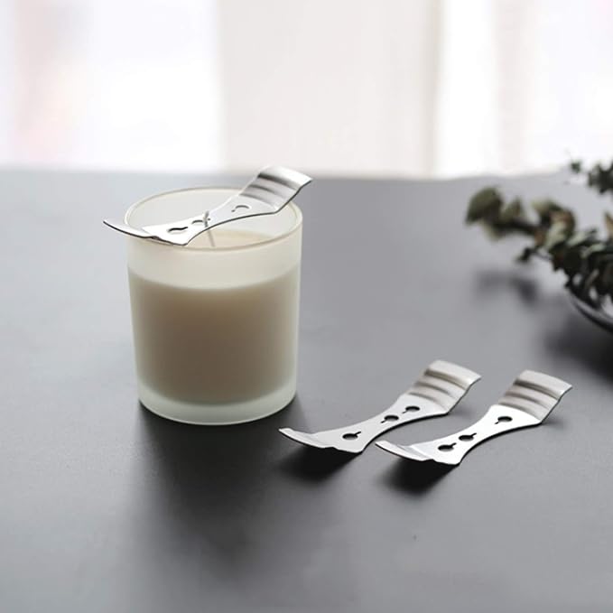 DINGPAI 20pcs Metal Candle Wick Centering Devices, Silver Stainless Steel Candle Wick Holder