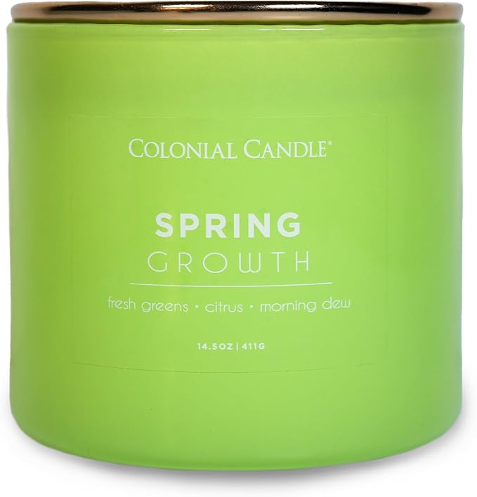 Colonial Candle Spring Growth Scented Jar Candle, Pop of Color Collection, 3 Wick, 14.5 oz - Up to 60 Hours Burn