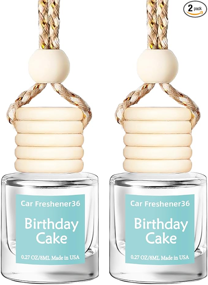Hanging Car Air Freshener, Long Lasting Essential Oil Diffuser, Non-Toxic New Car Scent, Cute Car Fresheners for Women, 2 Pack Made in USA