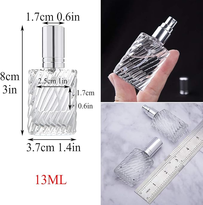 YU FENG 12pcs Glass Perfume Atomizer Spray Bottles Empty Refillable with Funnels Pipettes Dispensers for Essential Oil（13ml）