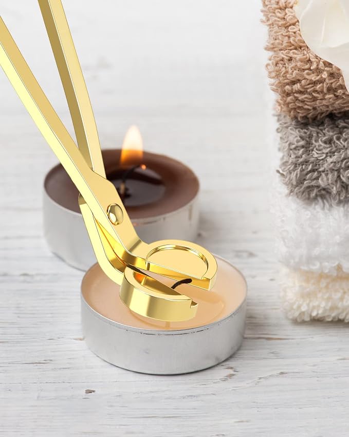 RONXS 3 in 1 Candle Wick Trimmer Set Candle Accessory Wick Cutter, Candle Snuffer Extinguisher, Candle Wick Dipper with Gift Package for Candle Lovers (Gold)