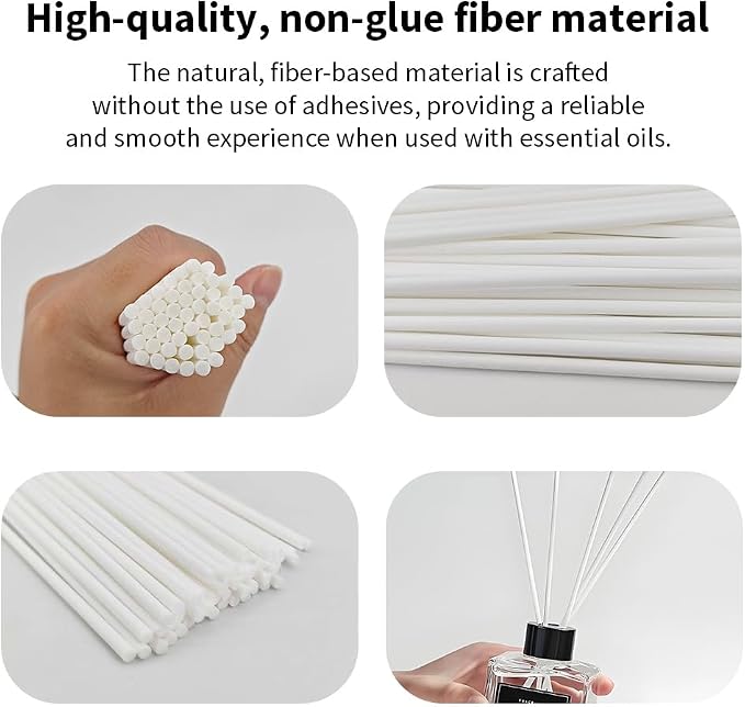 50PCS White Fiber Reed Diffuser Sticks 12 Inch Long 4mm Diameter Strong Absorption Refill Replacement Reeds for Diffuser Stick Essential Oil Scented Aroma Fragrance Rod for Home Office Spa
