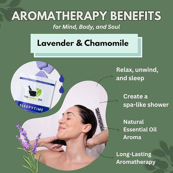 Sleepytime Lavender Shower Steamers Aromatherapy 10 Pack - Relaxing Shower Bombs with Pure Essential Oils for Relaxation and Unwinding - Spa Gifts for Women and Men - The Herbal Zen