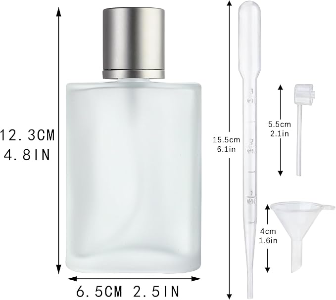 YU FENG Glass Perfume Bottles Empty Refillable Atomizer 2 Pack 100ml/3.4oz（Cylinder）