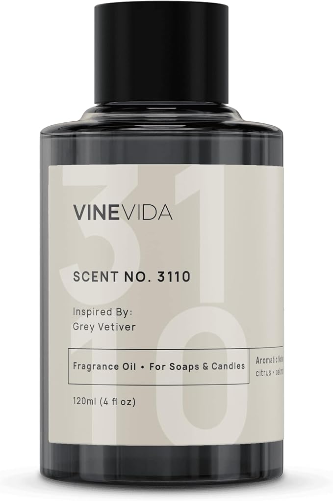 VINEVIDA Scent NO. 3110 Fragrance Oil - 120mL (4oz) - Inspired by: Grey Vetiver Fragrance Oil for Candle Making - Made in USA Candle Scents Scents for Soap Making
