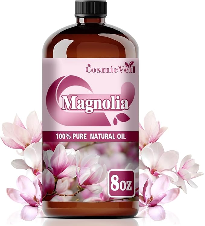 Magnolia Essential Oil Magnolia Oil for Aroma Diffuser,Humidifier,Home Fragrance,Cleaning,Body Care,Massage,Yoga,DIY Candle,DIY Soap CosmicVeil（Magnolia，8 Fl Oz (Pack of 1)）
