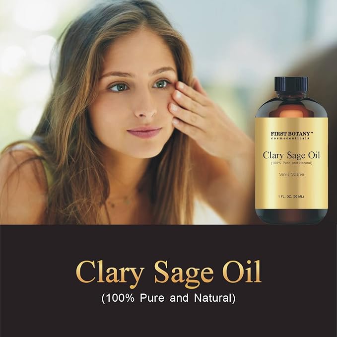 First Botany, 100% Clary Sage Pure Essential Oil - Premium Clary Sage Oil for Aromatherapy, Massage, Topical & Household Uses - 1 fl oz