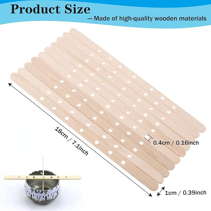 Wooden Candle Wick Holders Pack of 100pcs Wick Centering Devices Candle Wick Bars for Candle Making … (7.1inch - 100pcs)