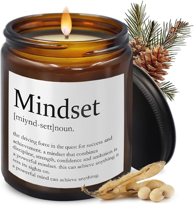 Mindset Definition Inspirational Gifts,Gifts for Employees,Boss Gifts,Christmas Birthday Gifts for Coworker,Motivational Gifts for Friend,Cedar Fragrance Scented Candles,8 oz