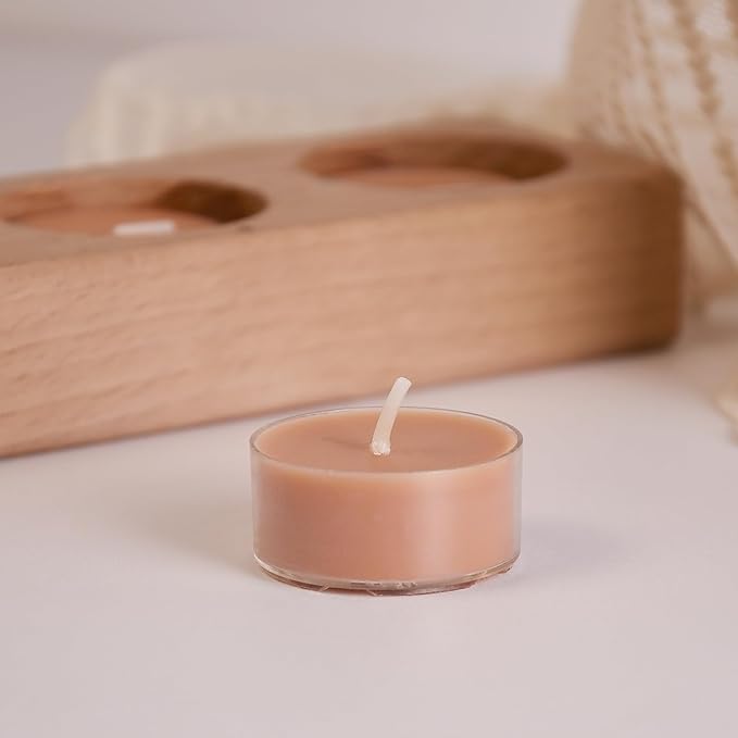 DEYBBY Natural Velvet Wood Scented Soy Wax Tealight Candles Bulk, Aromatherapy Luxury Tea Candle Set of 36-4 Hour Burning Great Gift