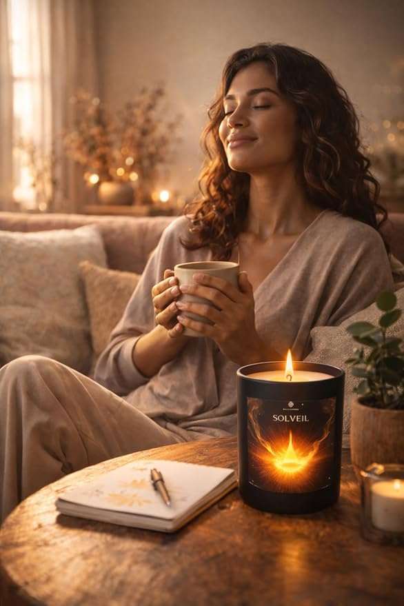 Golden Amber, Orange & Neroli Aromatherapy Soy Wax Candle for Empowerment & Motivation | 10 oz Scented Candle - Solveil Ritual Candle by Wick & Whisper