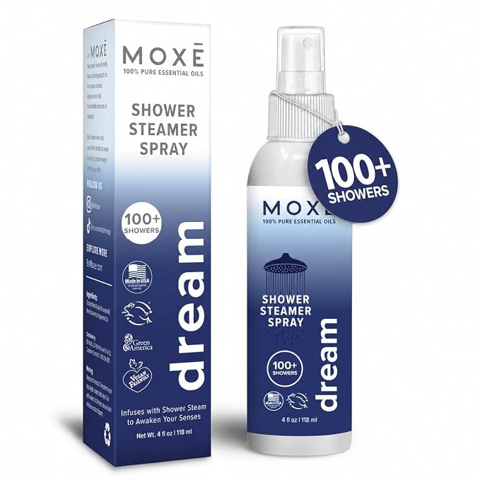 MOXE Shower Mist, Spa Steam Spray, Certified Natural Essential Oils, Aromatherapy, Tension Relief (Dream, 4 Fl Oz (Pack of 1))