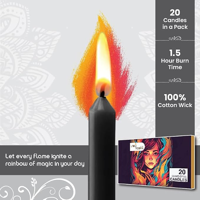 Set of 20 Solid Color Taper Candles – 4-Inch Dripless Paraffin Wax Candles with Cotton Wick – Ideal for Weddings, Shabbat, Holiday & Home Decor, Gift Set (Black)