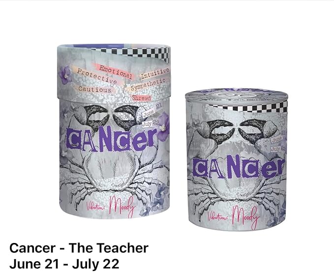 Cancer Zodiac Candle – Jasmine Scented Soy Candle for Self Care & Relaxation – Zodiac Birthday Gift – 80 Hour Burn – Reusable Ceramic Jar