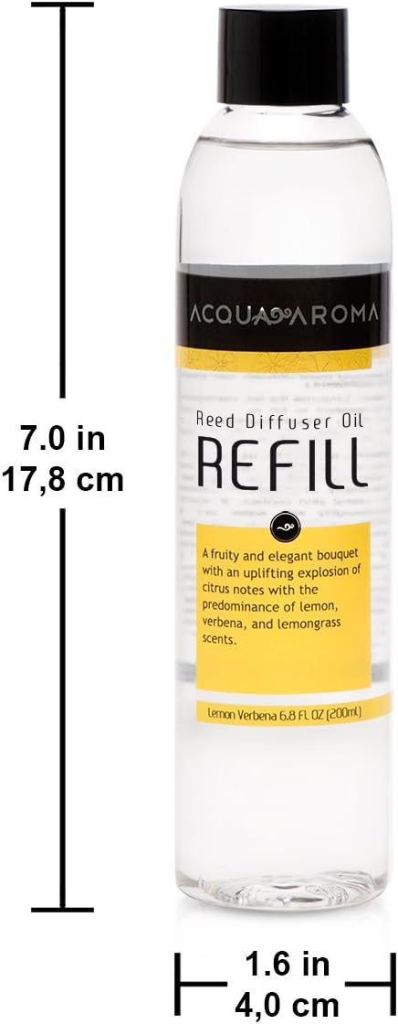 Acqua Aroma Lemon Verbena Reed Diffuser Oil Refill 6.8 FL OZ (200mL) Contains Essencial Oils.