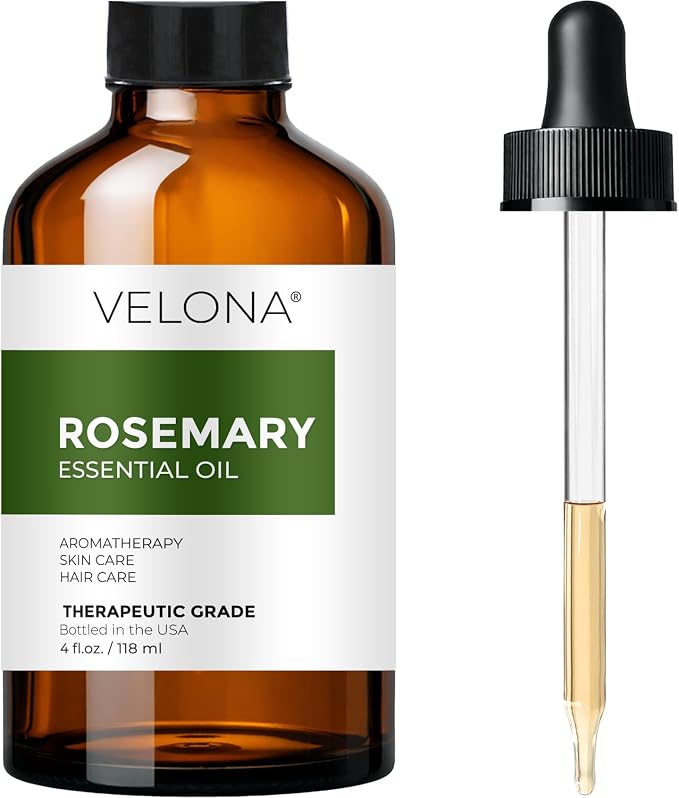 velona Rosemary Essential Oil - 4 Fl Oz | Therapeutic Grade | for Aromatherapy Diffuser, Massage, Skincare, Haircare, Soapmaking