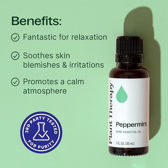 Plant Therapy Peppermint Essential Oil 30 mL (1 oz) 100% Pure, Undiluted, Natural Aromatherapy for Diffuser & Topical Use, Relaxation, Digestion, Respiratory, & Massage, Peppermint Oil for Skin & Hair