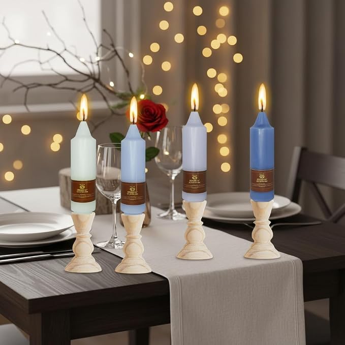 5 Inch Short Taper Candles Gradient Blue 4 PCS Handmade Candle for Dinner Household Wedding Party Home Décor Candlesticks
