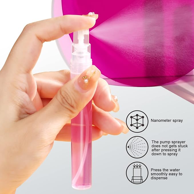 Teenitor Mini Spray Bottle 20PCS, 10ml Perfume Bottle Empty Perfume Atomizer, Plastic Perfume Travel Refillable Sample Bottle, Fine Mist Spray Bottles